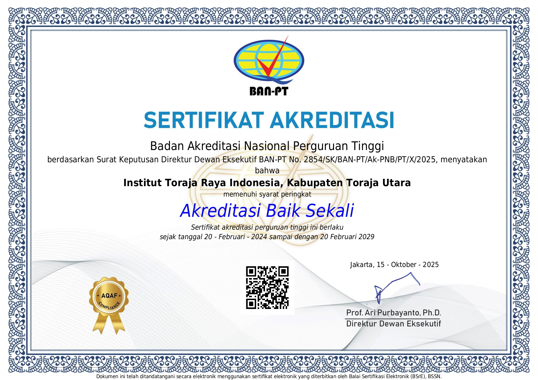 Sertifikat Akreditasi Kampus