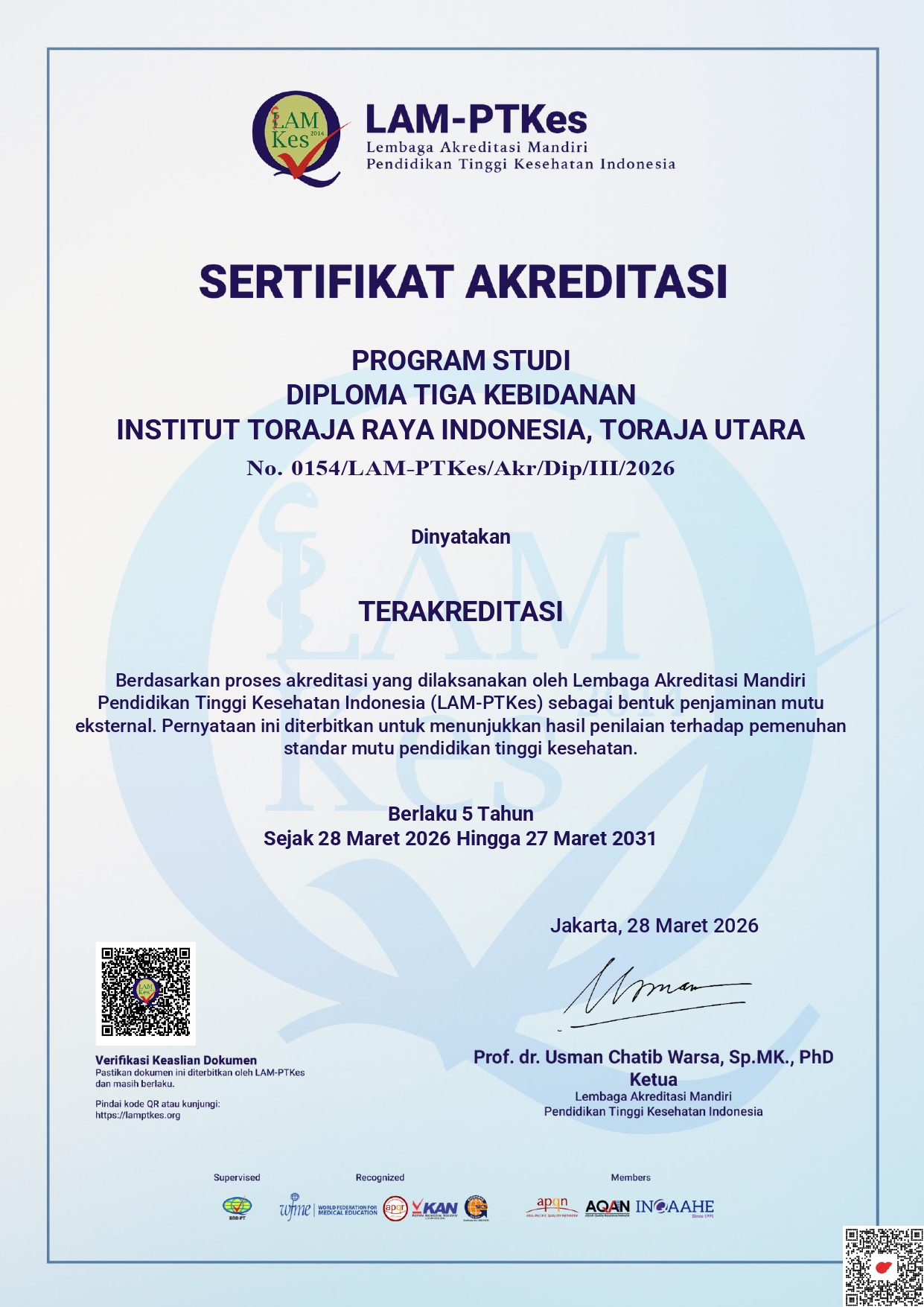 Sertifikat Akreditasi DIII Kebidanan